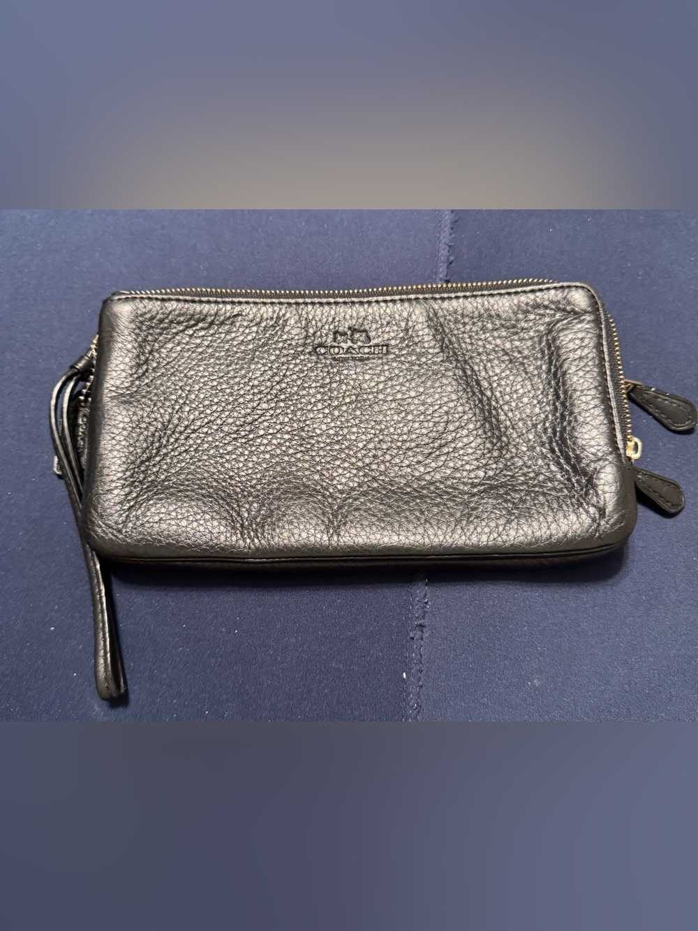 Coach Black Pebbled Leather Wristlet